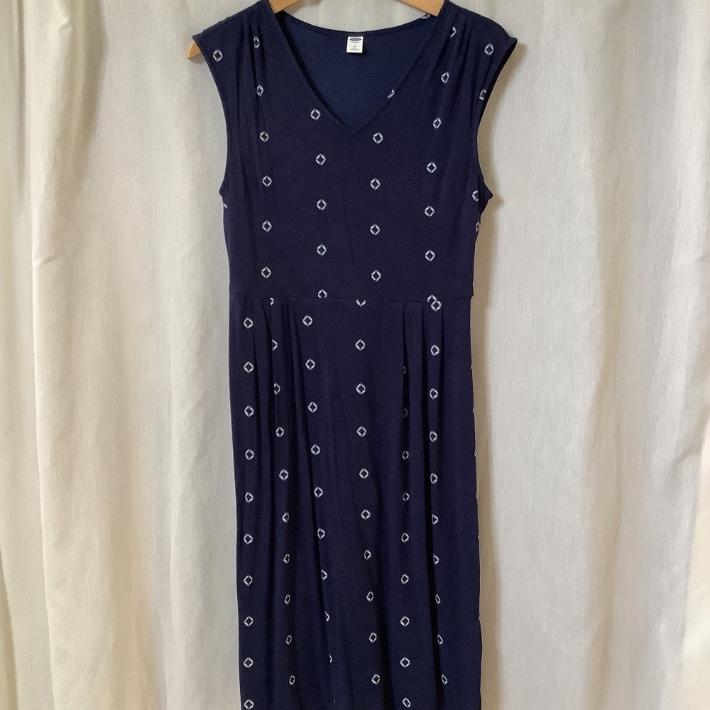 Old Navy blue & white polka dot jersey knit dress